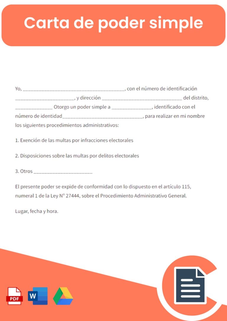 Carta Poder Simple Rellenar Online Word Pdf