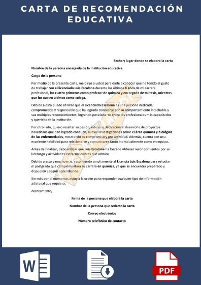 Ejemplo de carta de recomendacion para estudiantes Modelo 5