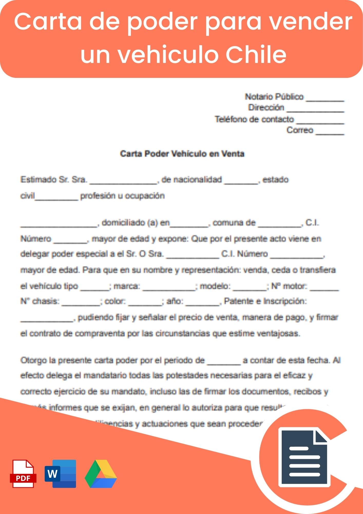 Carta de poder para vender un vehiculo Chile