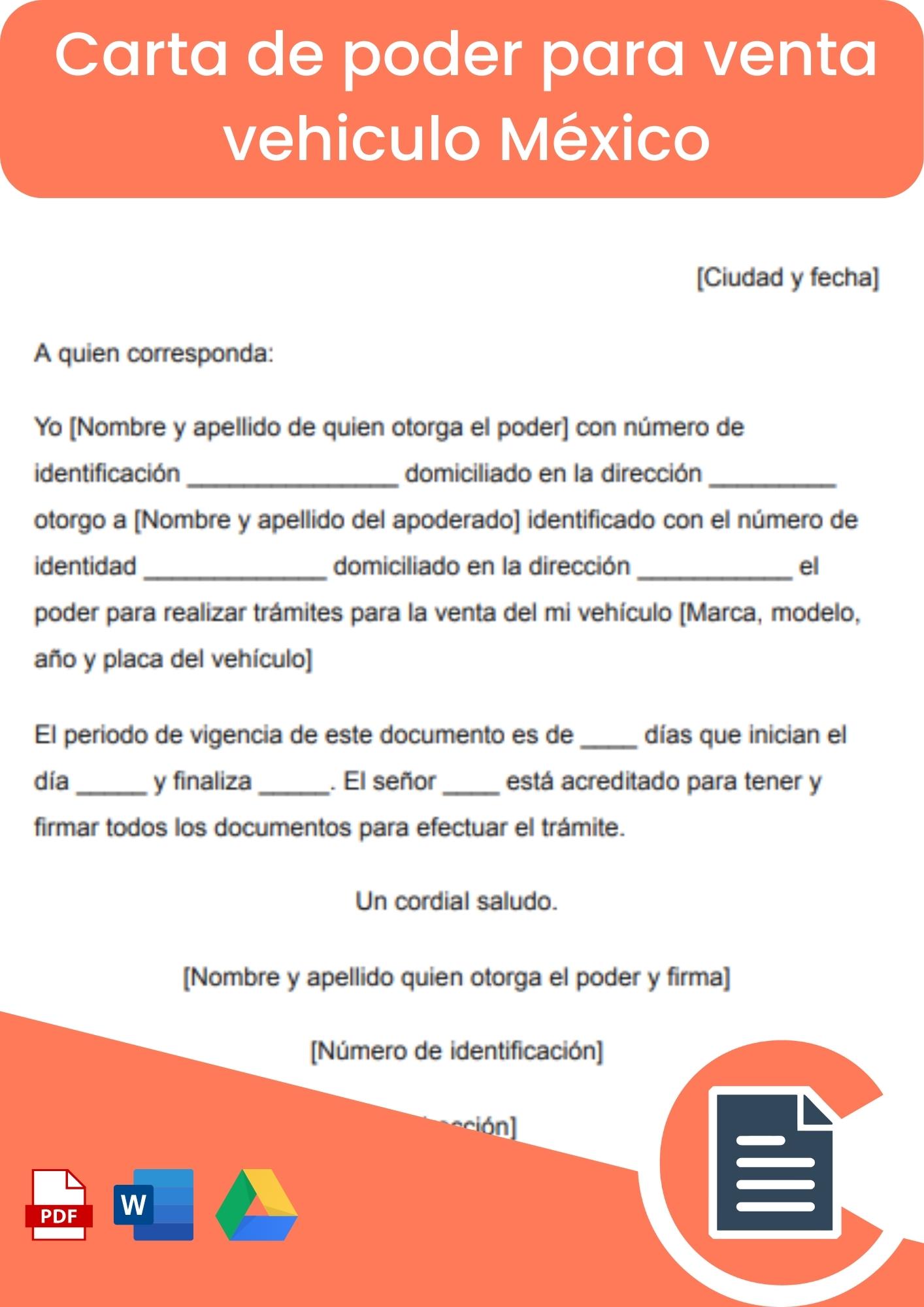 Carta de poder para venta vehiculo México