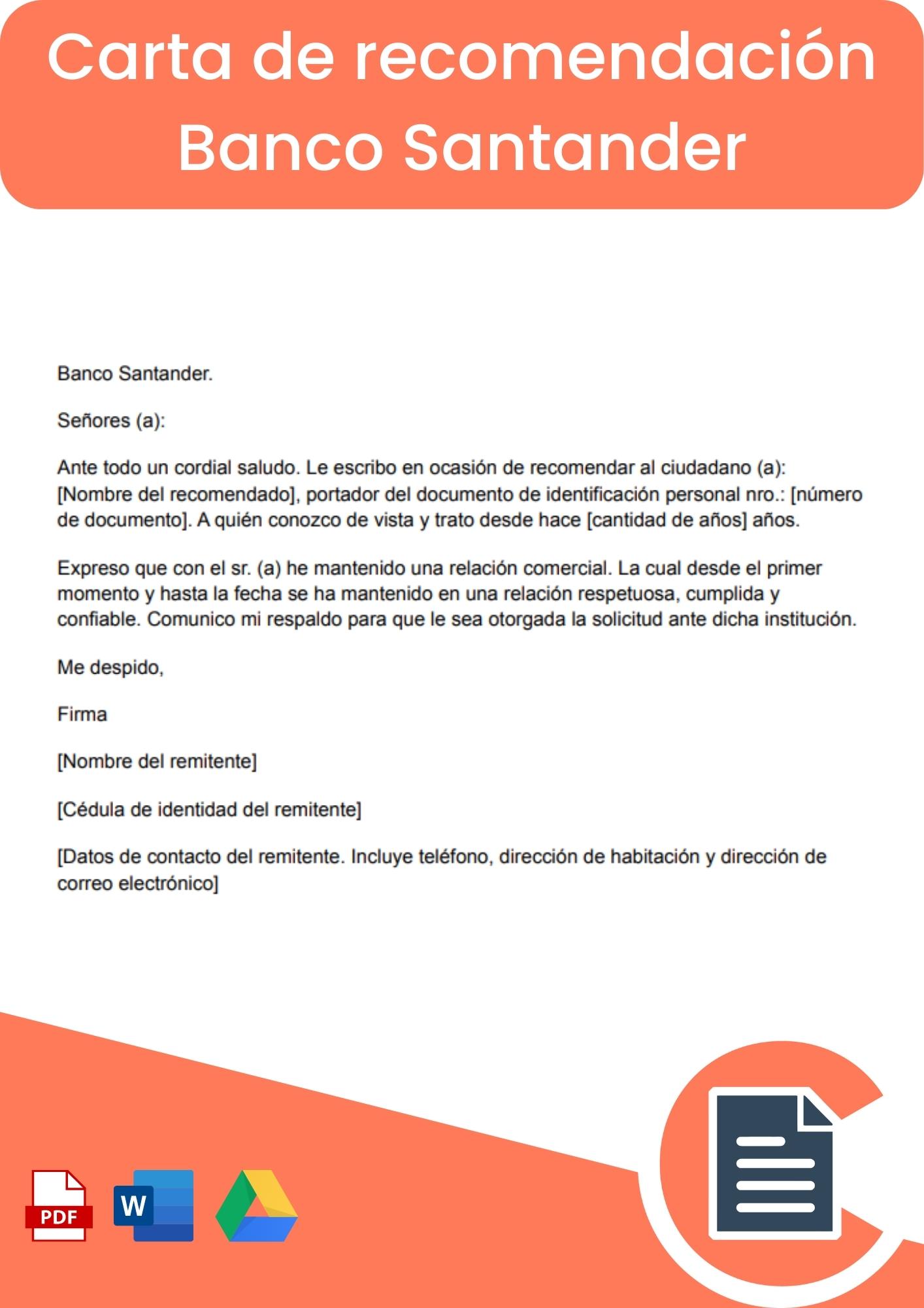 Carta de recomendación Banco Santander
