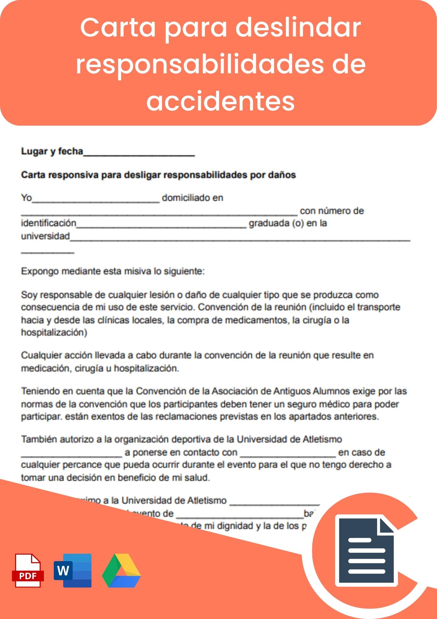 Carta responsiva para desligar responsabilidades de accidentes