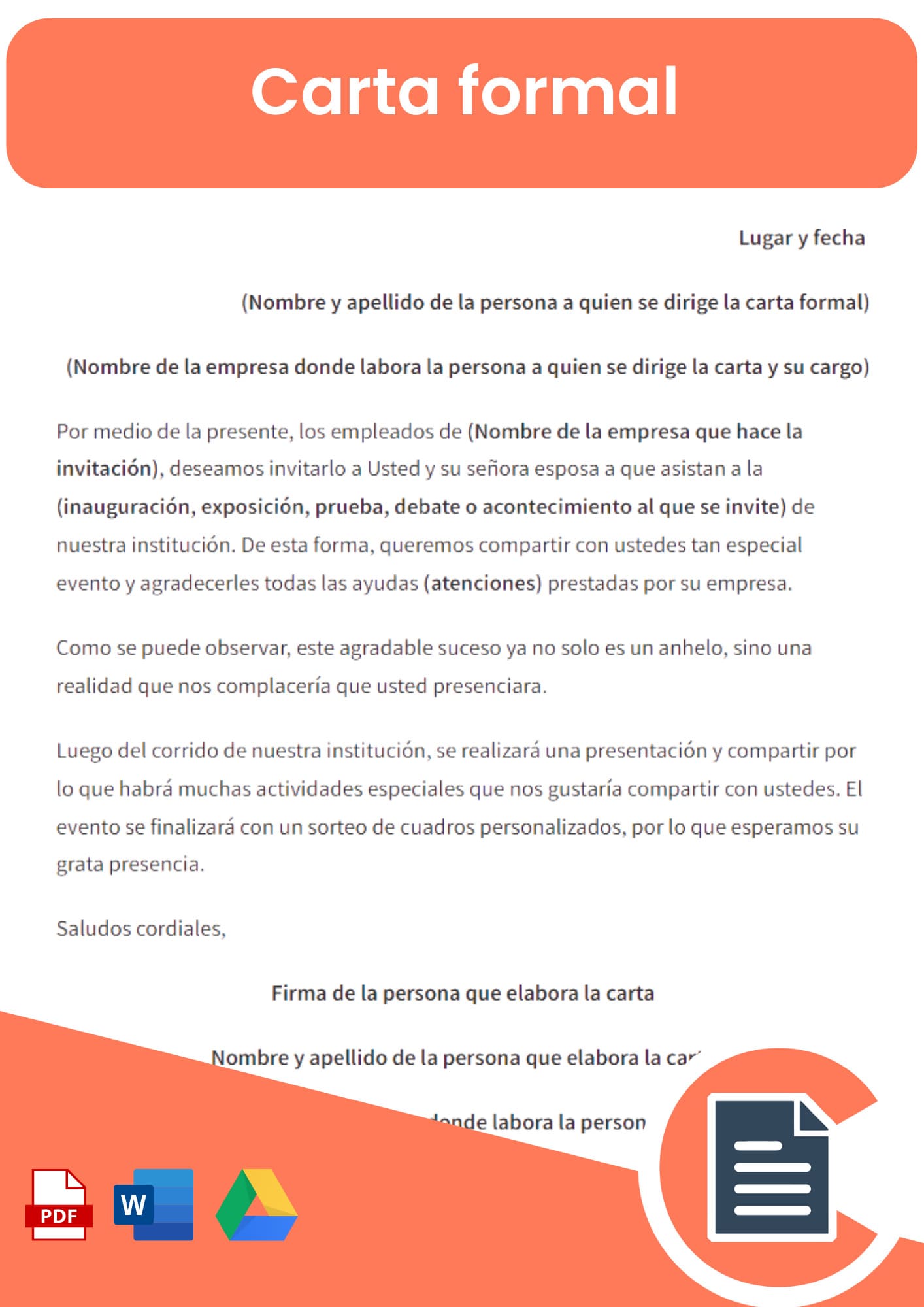 Carta Formal, Guías y Ejemplos » Rellena Online, Word, Pdf
