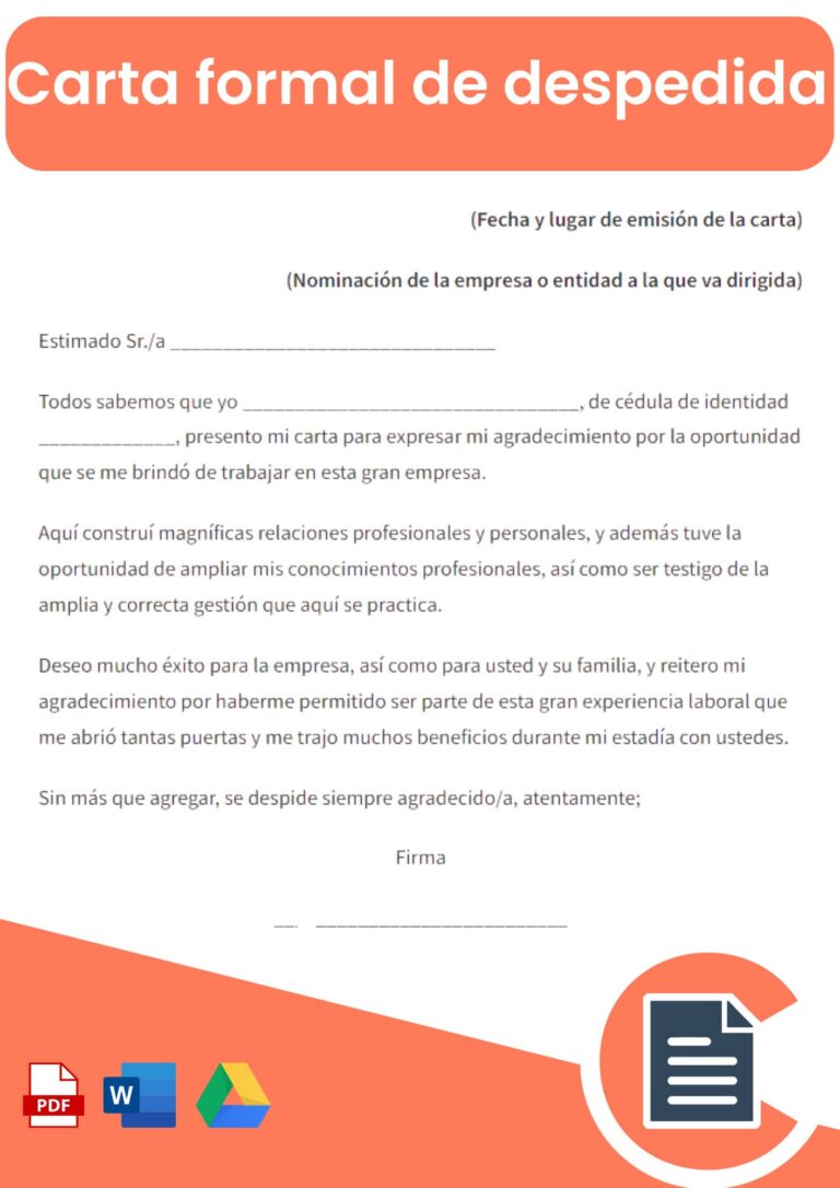 Carta Formal De Despedida Guías Online Word Pdf 6471