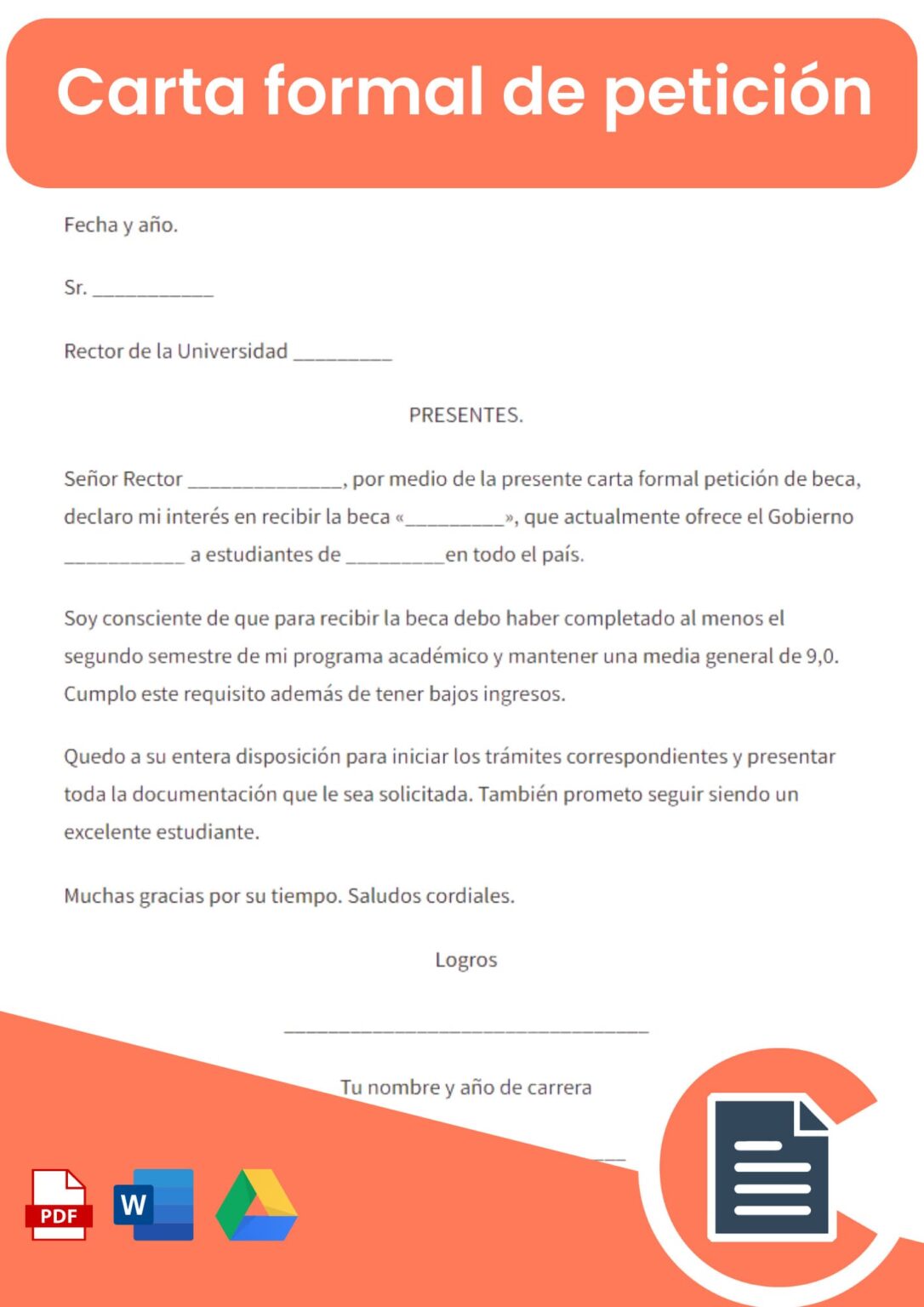 Cartas Formales De Petición » Descárgala Formato Word Y PDF