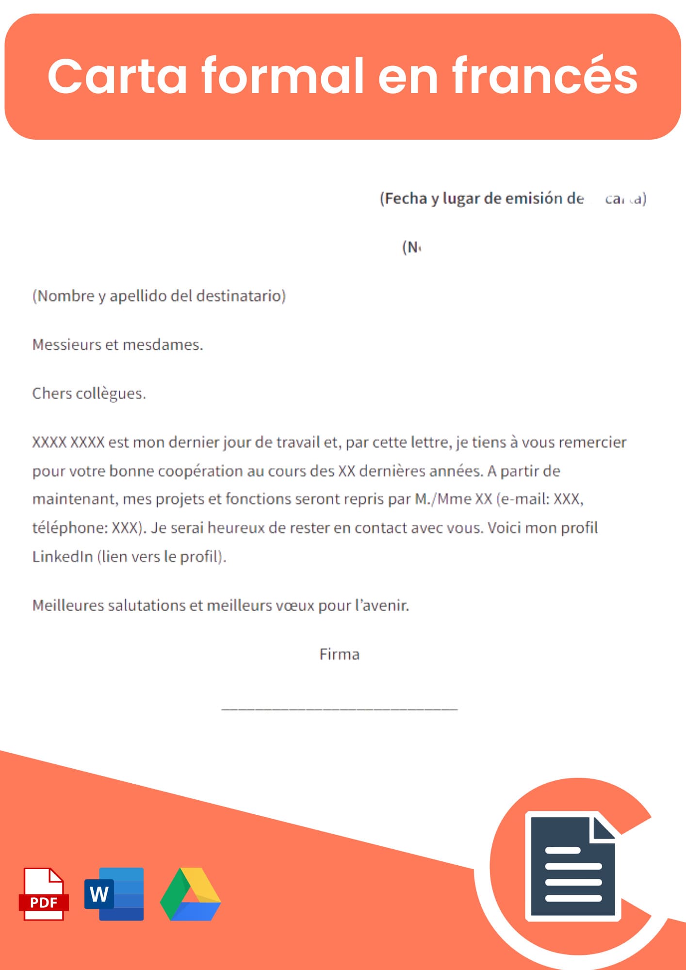 carta formal en francés
