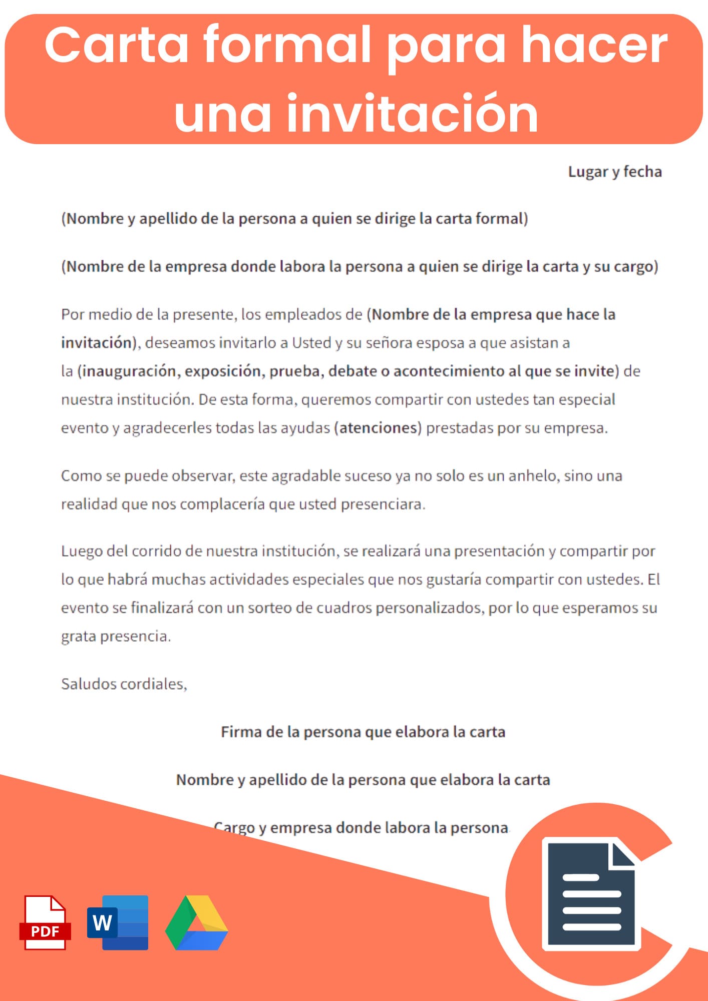 Carta Formal Para Hacer Una Invitaci n Online Word Pdf