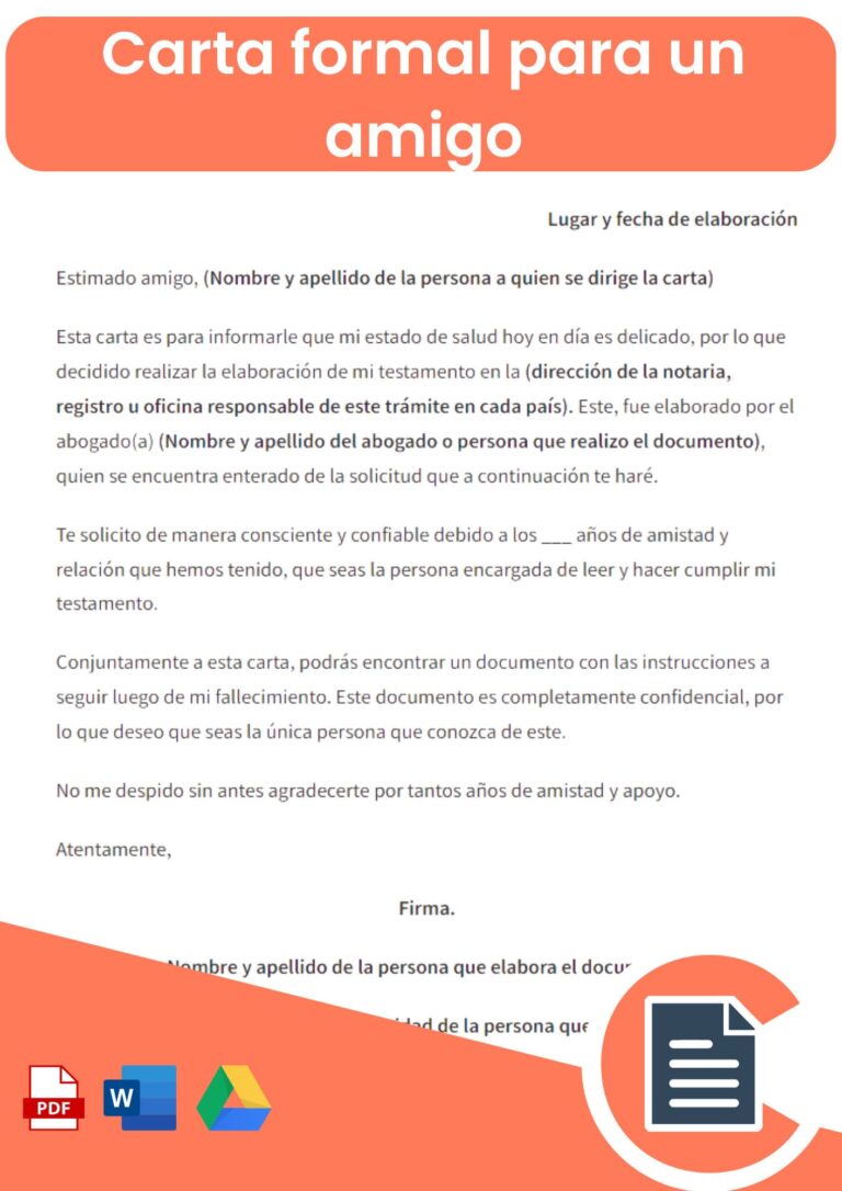 Carta Formal Para Un Amigo Rellena Online Word Pdf 3533