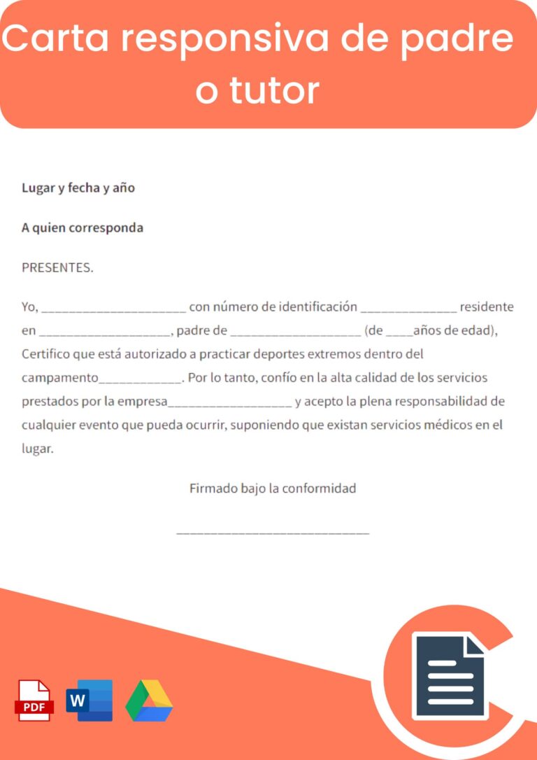 Carta Responsiva De Padre O Tutor Online Word Pdf 1746