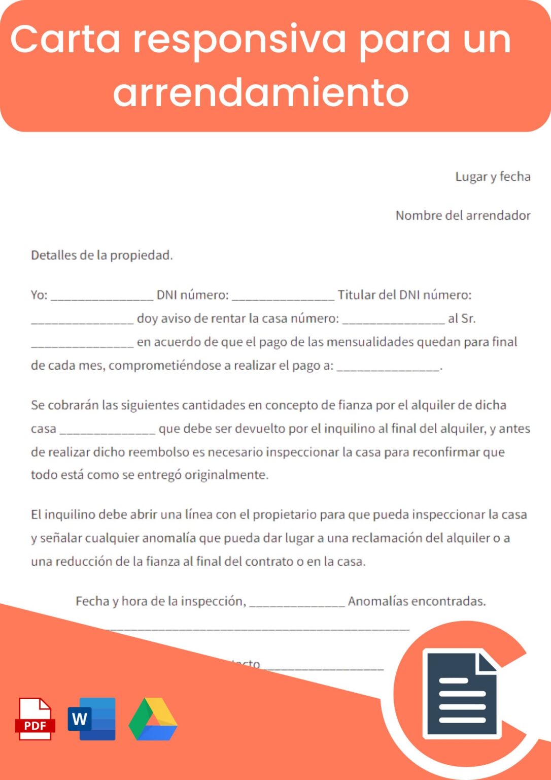 Carta Responsiva Para Arrendamiento Online Word Pdf 4411